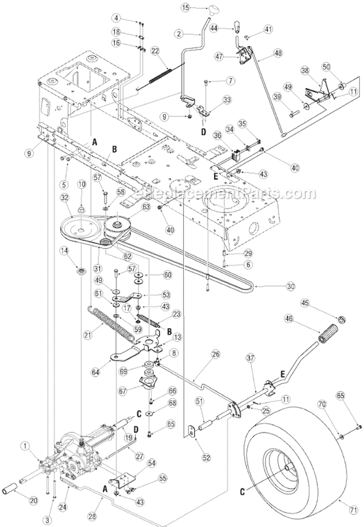 Page B Diagram and Parts List for 13A3760F700 2005 Yard Machines Lawn Tractor